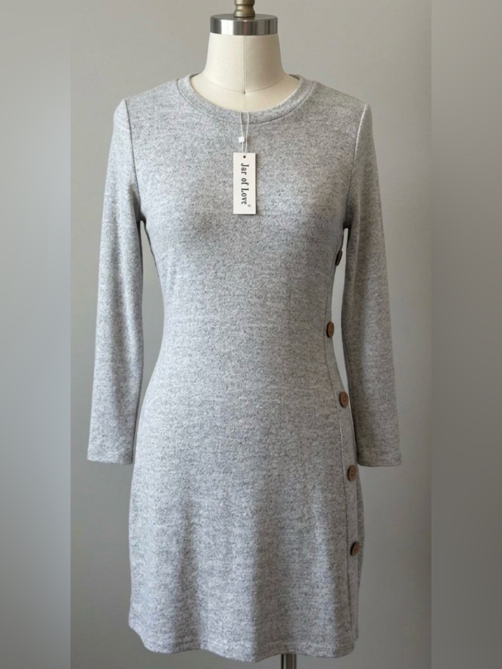 Jar of Love Side-Button Knit Tunic Dress